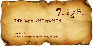 Tömpe Árpád névjegykártya