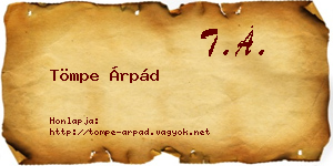 Tömpe Árpád névjegykártya